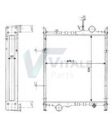 Radiateur eau pour TRACTEUR RENAULT AGRI 58.12 / 58.32 